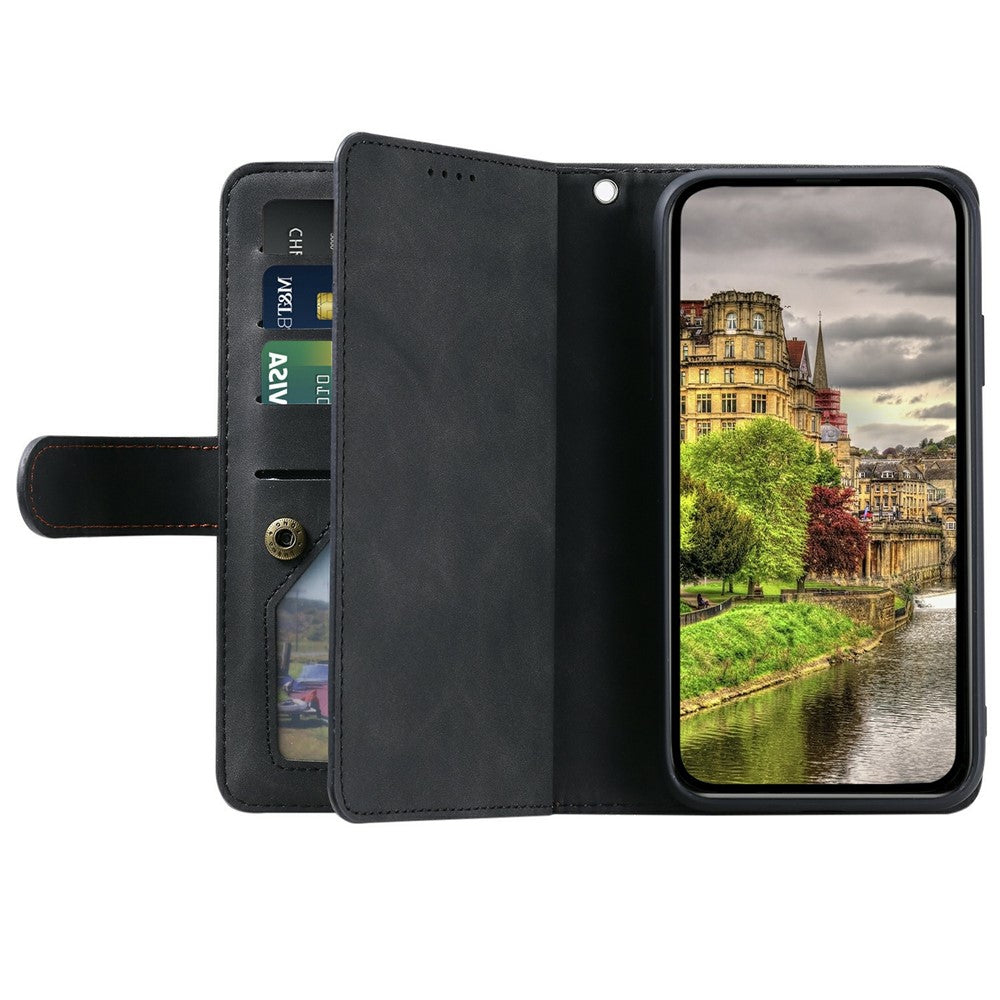 For Xiaomi Poco M8 Pro 5G / Redmi Note 15 Pro+ 5G (Global) Case 9 Card Slots Zipper Wallet PU Leather Phone Cover with Wrist Strap