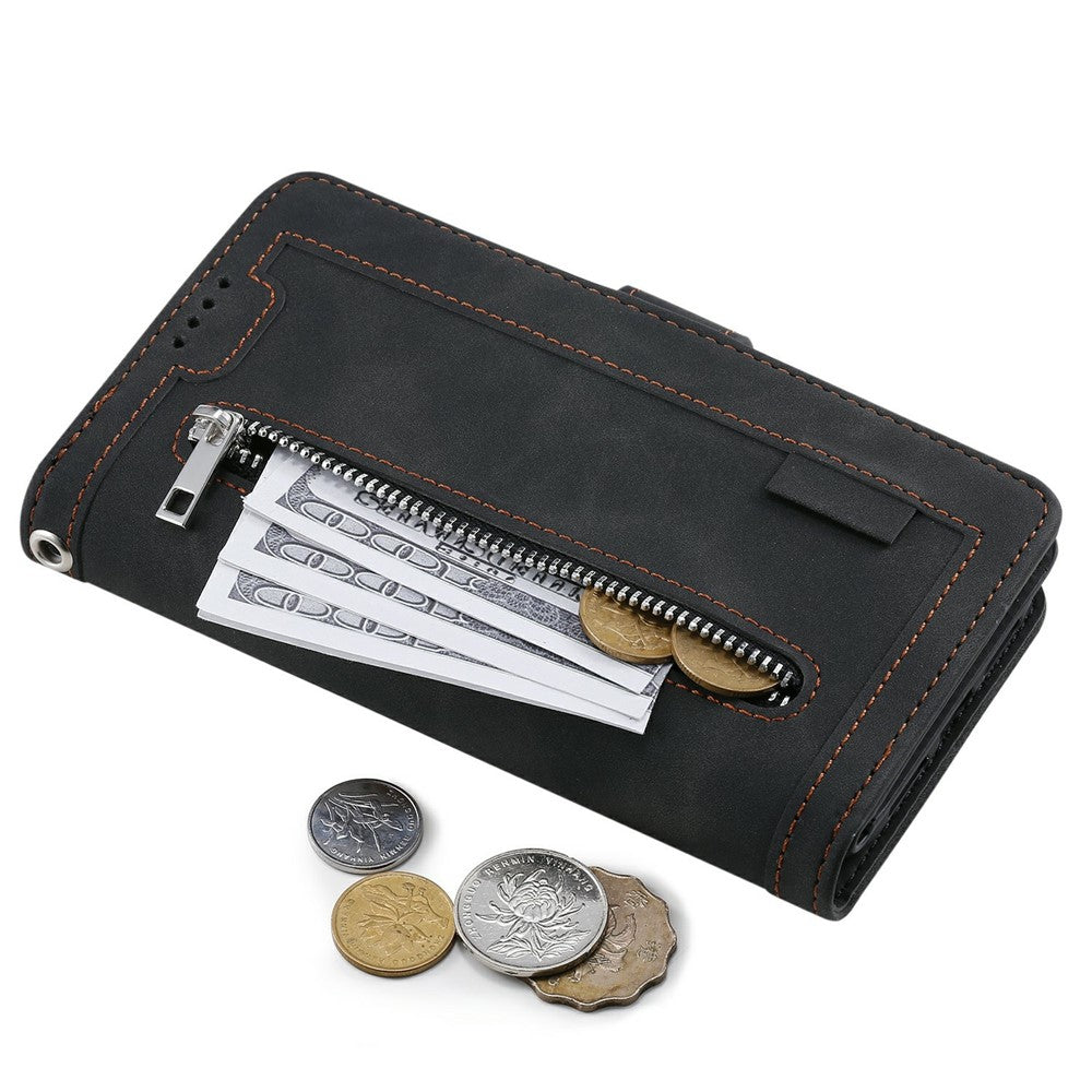 For Xiaomi Poco M8 Pro 5G / Redmi Note 15 Pro+ 5G (Global) Case 9 Card Slots Zipper Wallet PU Leather Phone Cover with Wrist Strap