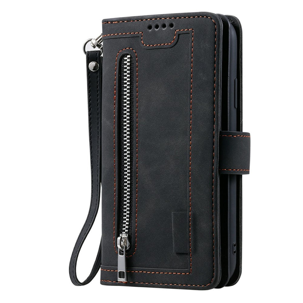 For Xiaomi Poco M8 Pro 5G / Redmi Note 15 Pro+ 5G (Global) Case 9 Card Slots Zipper Wallet PU Leather Phone Cover with Wrist Strap
