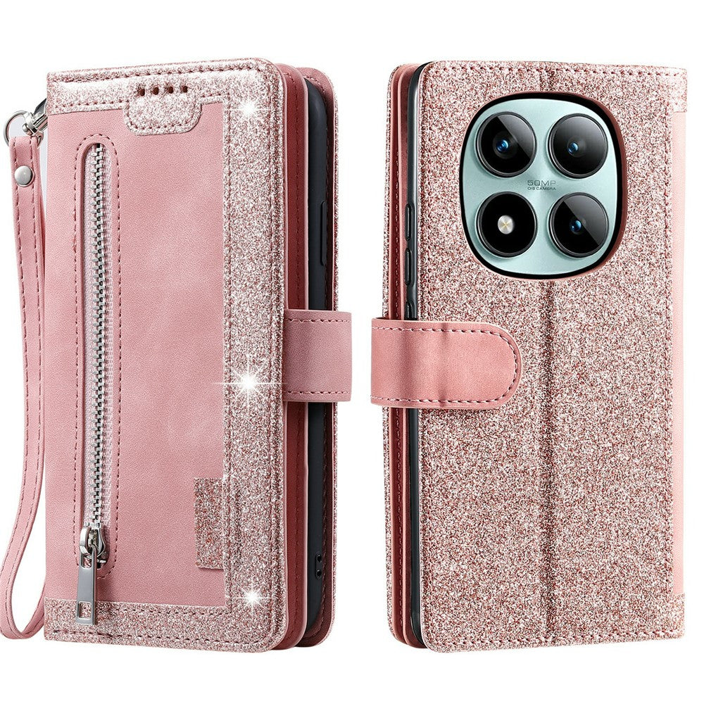 For Xiaomi Poco M8 Pro 5G / Redmi Note 15 Pro+ 5G (Global) Case 9 Card Slots Zipper Wallet PU Leather Phone Cover with Wrist Strap