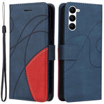 For Samsung Galaxy S23 Leather Case Wallet Stand Color Splicing Phone Cover