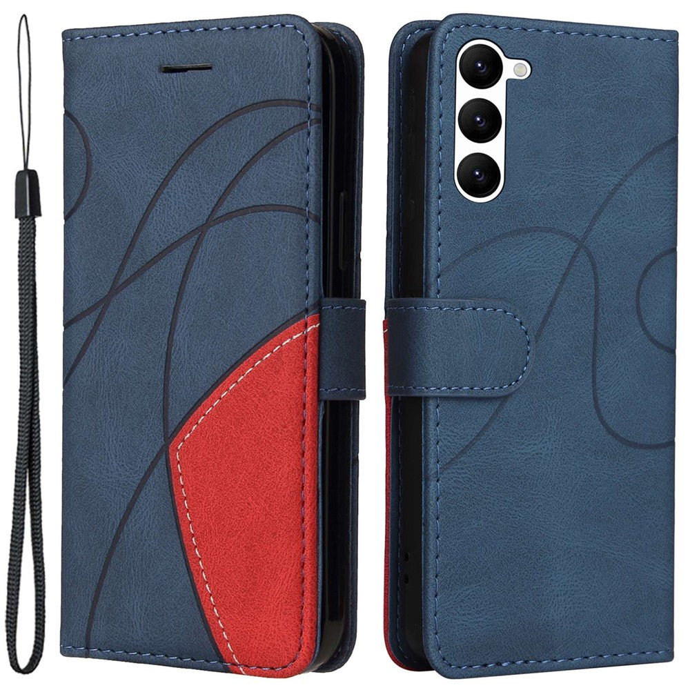 For Samsung Galaxy S23 Leather Case Wallet Stand Color Splicing Phone Cover