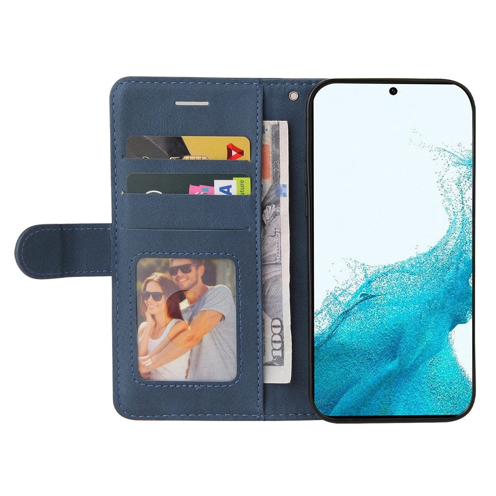 For Samsung Galaxy S23 Leather Case Wallet Stand Color Splicing Phone Cover