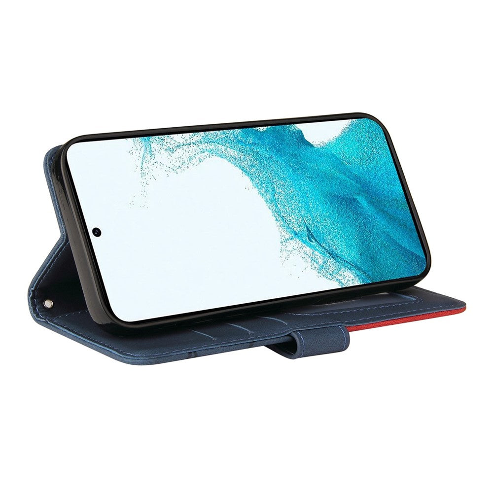 For Samsung Galaxy S23 Leather Case Wallet Stand Color Splicing Phone Cover