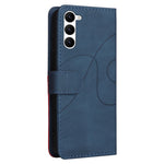 For Samsung Galaxy S23 Leather Case Wallet Stand Color Splicing Phone Cover