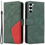 For Samsung Galaxy S23 Leather Case Wallet Stand Color Splicing Phone Cover