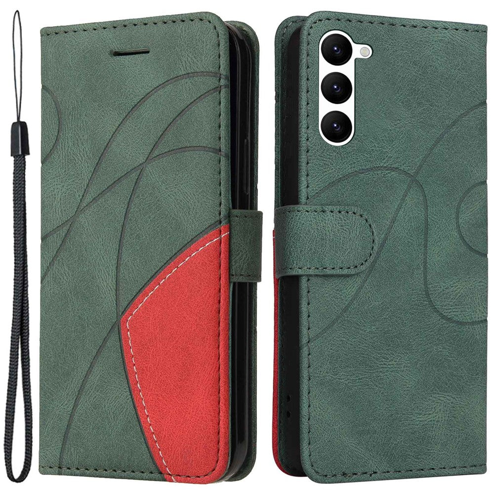 For Samsung Galaxy S23 Leather Case Wallet Stand Color Splicing Phone Cover