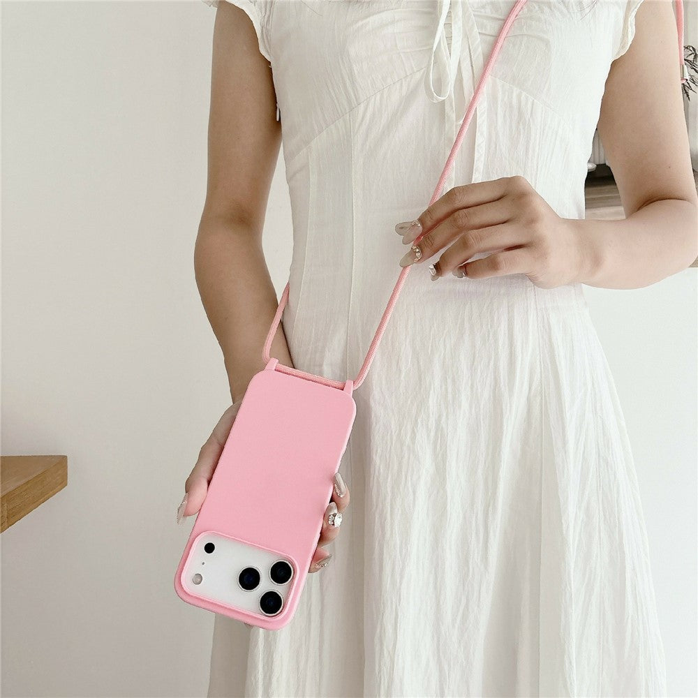 Til iPhone 18 Pro / 17 Pro cover i flydende silikone med crossbody-snor