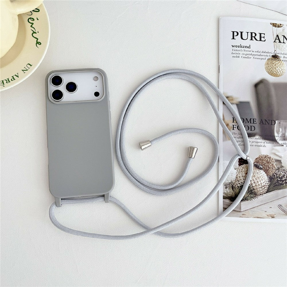 Til iPhone 18 Pro / 17 Pro cover i flydende silikone med crossbody-snor