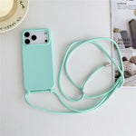 Til iPhone 18 Pro / 17 Pro cover i flydende silikone med crossbody-snor