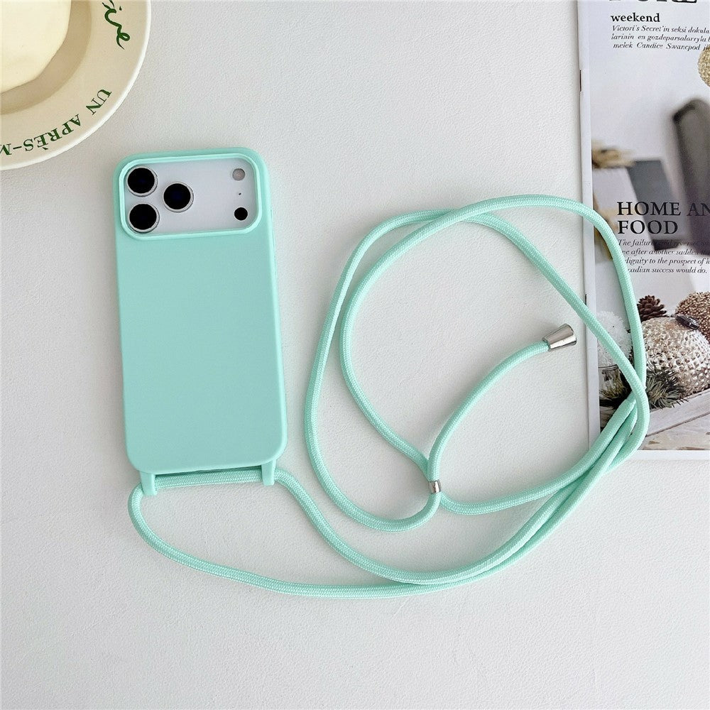 Til iPhone 18 Pro / 17 Pro cover i flydende silikone med crossbody-snor