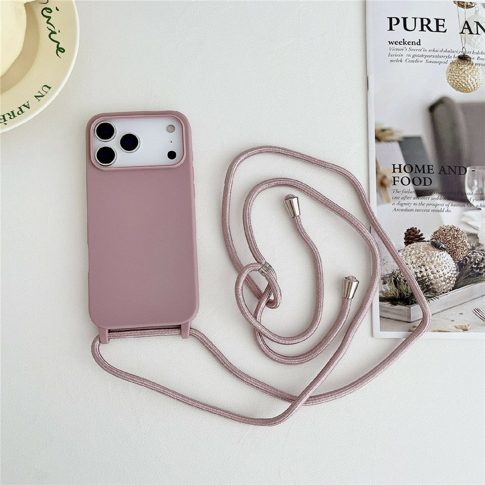 Til iPhone 18 Pro / 17 Pro cover i flydende silikone med crossbody-snor