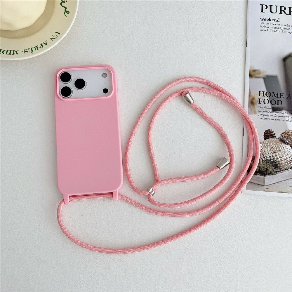 Til iPhone 18 Pro / 17 Pro cover i flydende silikone med crossbody-snor