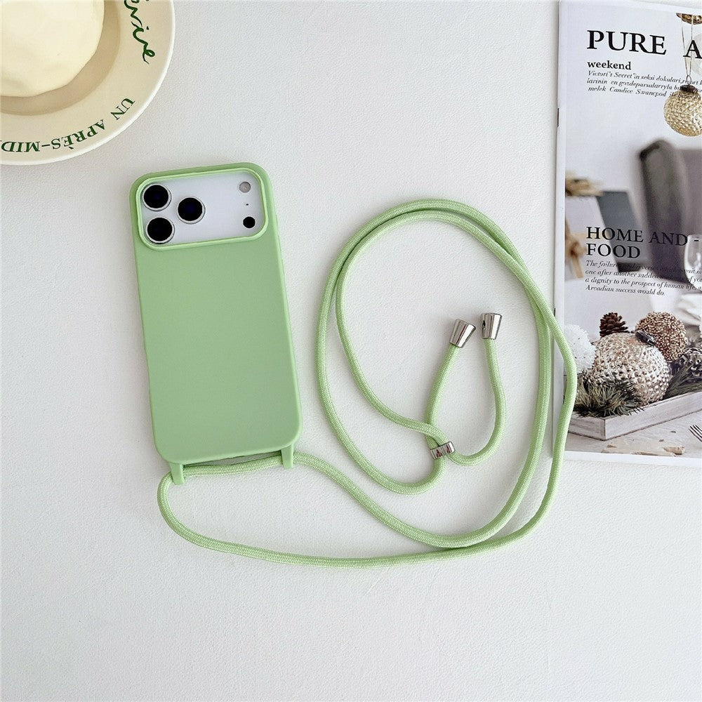 Til iPhone 18 Pro Max / 17 Pro Max Cover Flydende Silikone Beskyttende Telefoncover med Crossbody Snor