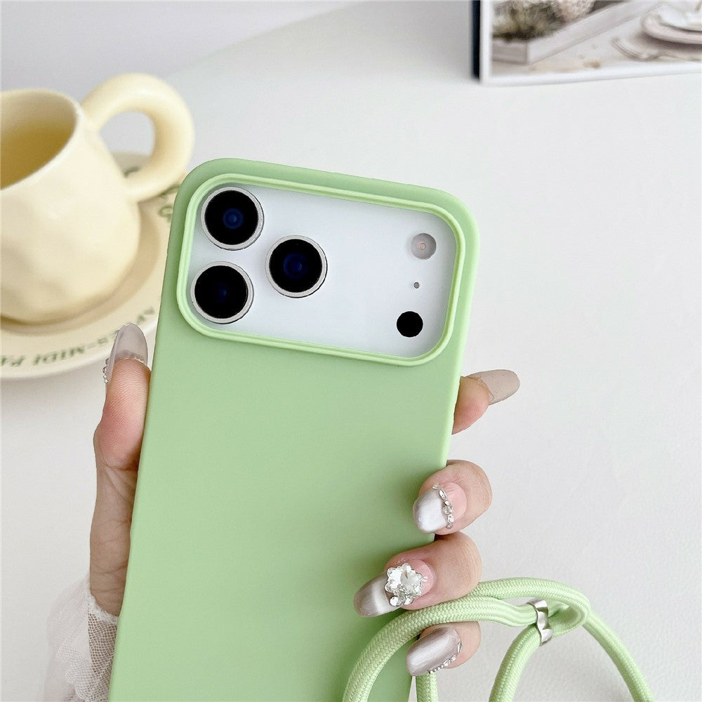 Til iPhone 18 Pro Max / 17 Pro Max Cover Flydende Silikone Beskyttende Telefoncover med Crossbody Snor