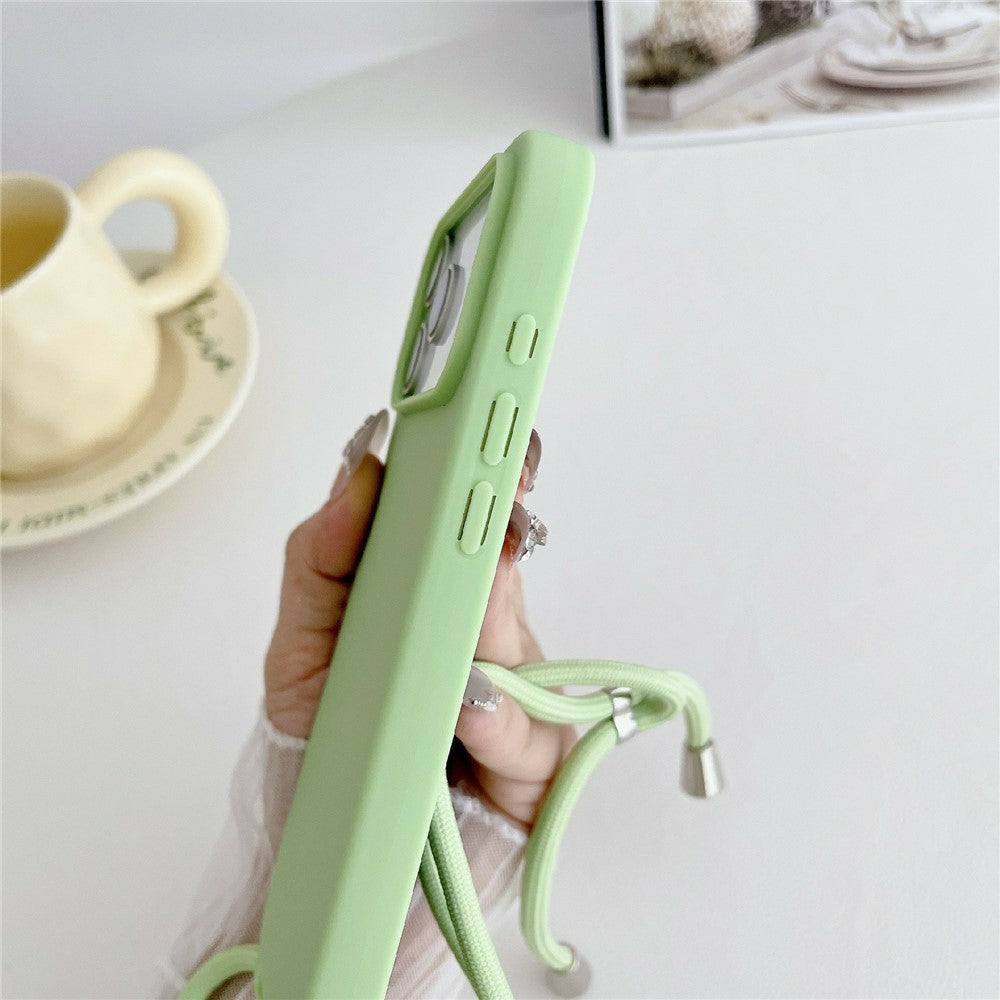 Til iPhone 18 Pro Max / 17 Pro Max Cover Flydende Silikone Beskyttende Telefoncover med Crossbody Snor