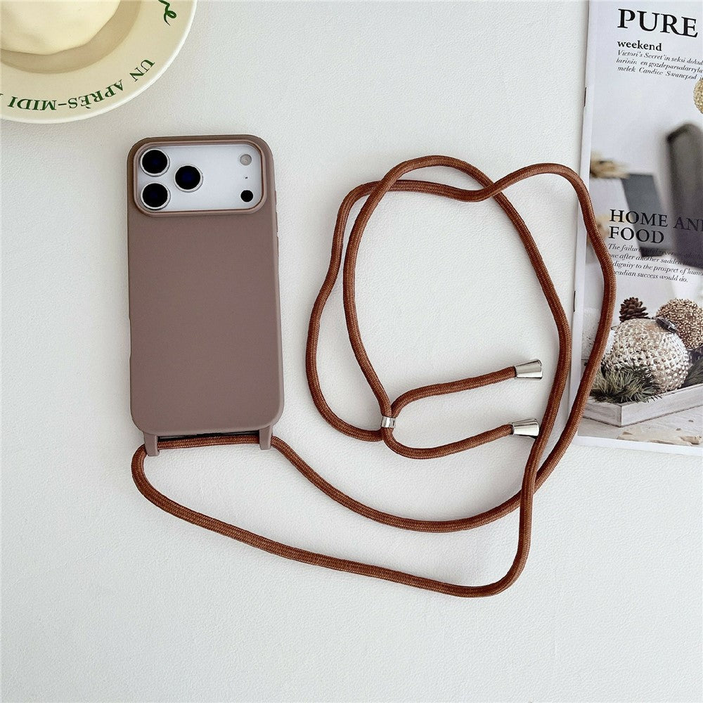 Til iPhone 18 Pro Max / 17 Pro Max Cover Flydende Silikone Beskyttende Telefoncover med Crossbody Snor