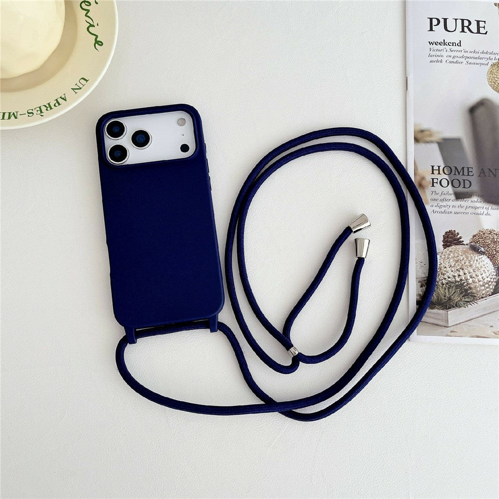 Til iPhone 18 Pro Max / 17 Pro Max Cover Flydende Silikone Beskyttende Telefoncover med Crossbody Snor