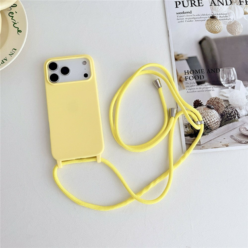 Til iPhone 18 Pro Max / 17 Pro Max Cover Flydende Silikone Beskyttende Telefoncover med Crossbody Snor