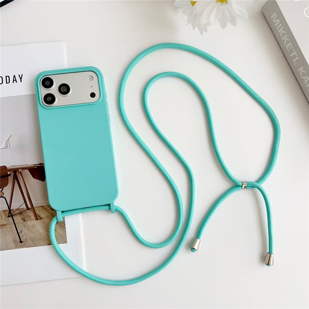 Til iPhone 18 Pro Max / 17 Pro Max Cover Flydende Silikone Beskyttende Telefoncover med Crossbody Snor