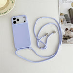 Til iPhone 18 Pro Max / 17 Pro Max Cover Flydende Silikone Beskyttende Telefoncover med Crossbody Snor