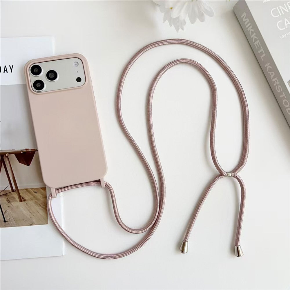 Til iPhone 18 Pro Max / 17 Pro Max Cover Flydende Silikone Beskyttende Telefoncover med Crossbody Snor