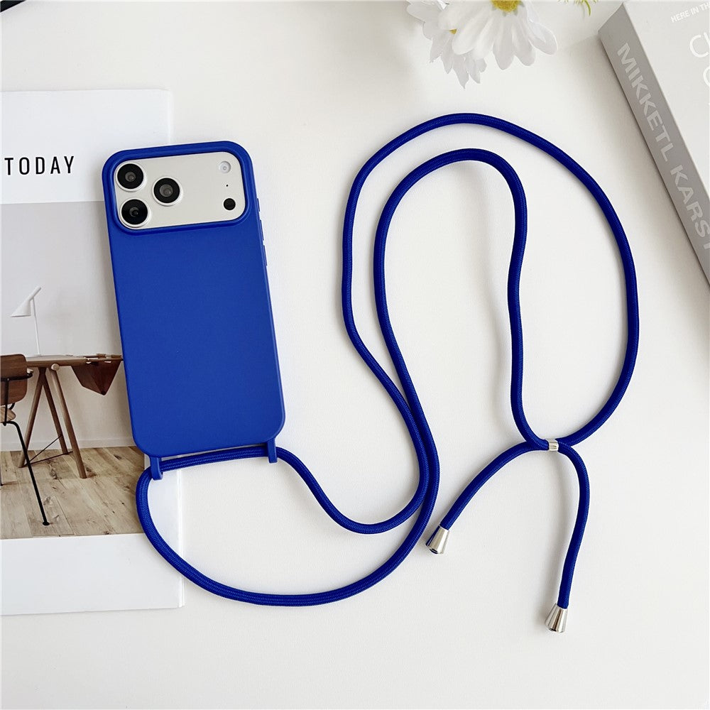 Til iPhone 18 Pro Max / 17 Pro Max Cover Flydende Silikone Beskyttende Telefoncover med Crossbody Snor