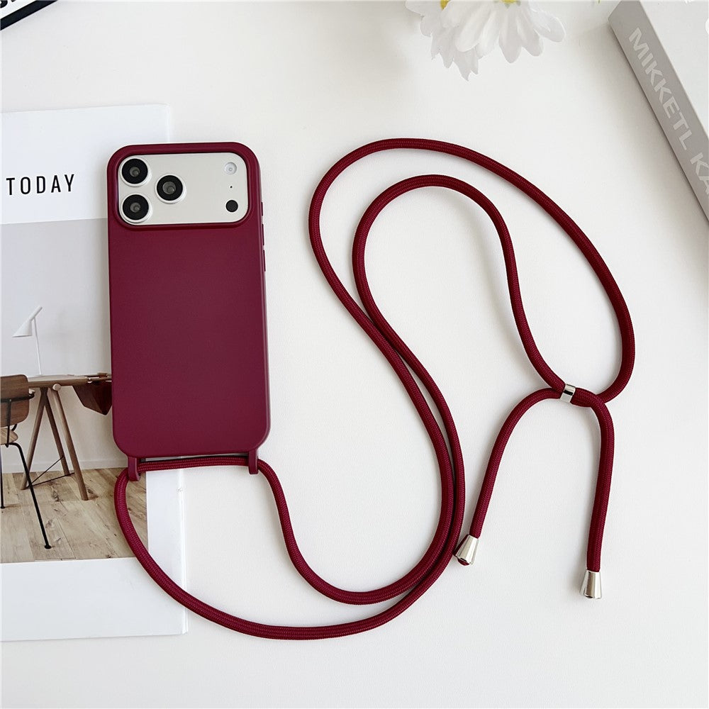 Til iPhone 18 Pro Max / 17 Pro Max Cover Flydende Silikone Beskyttende Telefoncover med Crossbody Snor