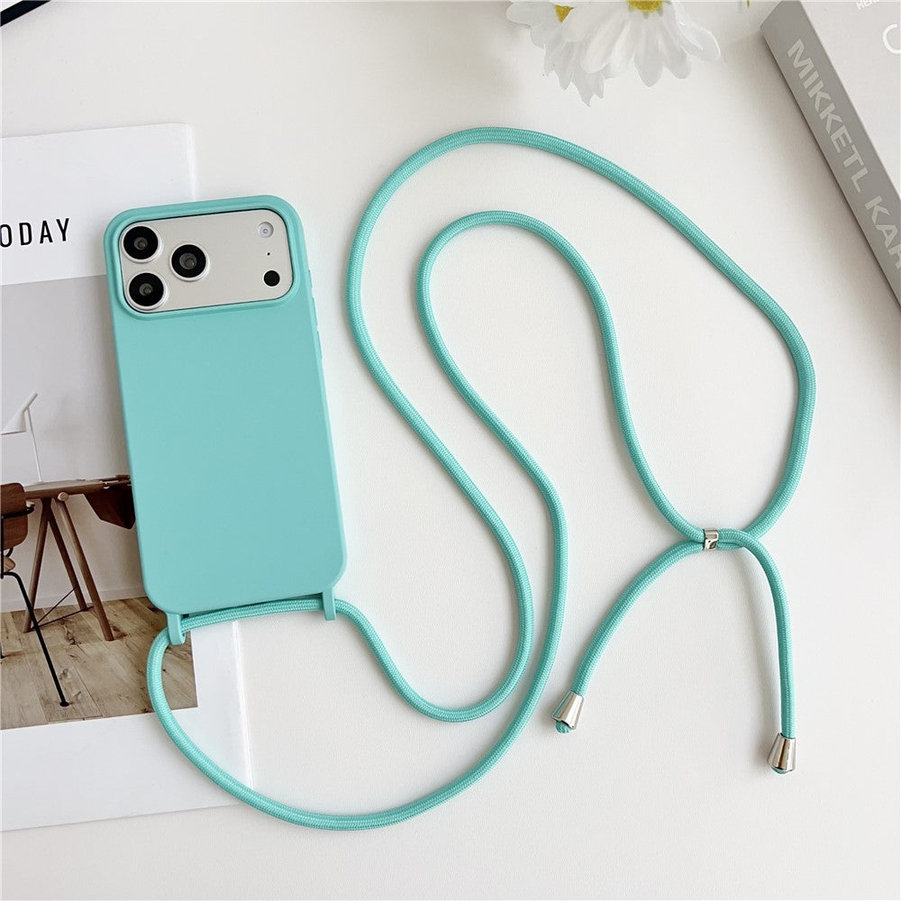 Til iPhone 18 Pro Max / 17 Pro Max Cover Flydende Silikone Beskyttende Telefoncover med Crossbody Snor