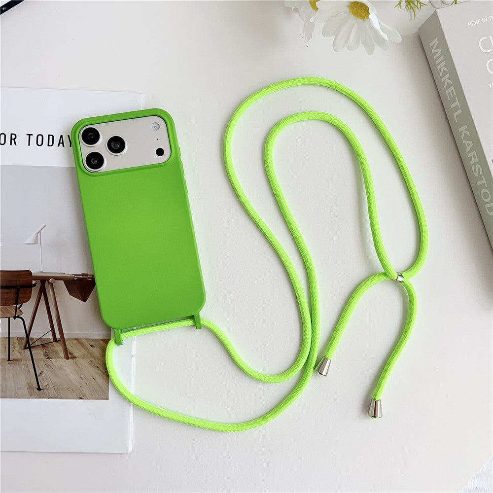 Til iPhone 18 Pro Max / 17 Pro Max Cover Flydende Silikone Beskyttende Telefoncover med Crossbody Snor