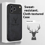 For iPhone 17 Pro Max Case Deer Pattern Cloth Texture PU + PC + TPU Phone Cover