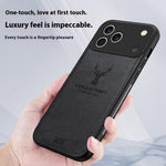 For iPhone 17 Pro Max Case Deer Pattern Cloth Texture PU + PC + TPU Phone Cover
