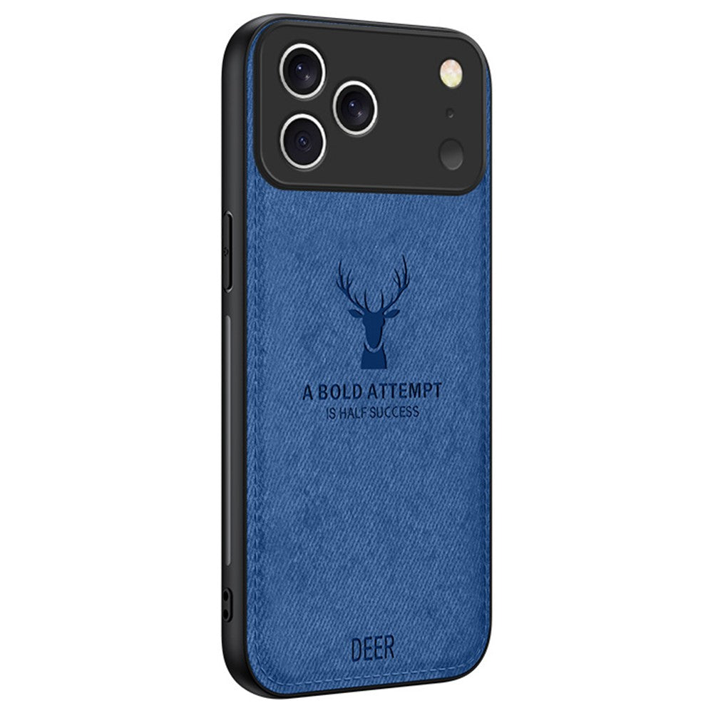 Til iPhone 17 Pro Max Cover Hjortemønster Stoftekstur PU + PC + TPU Telefoncover