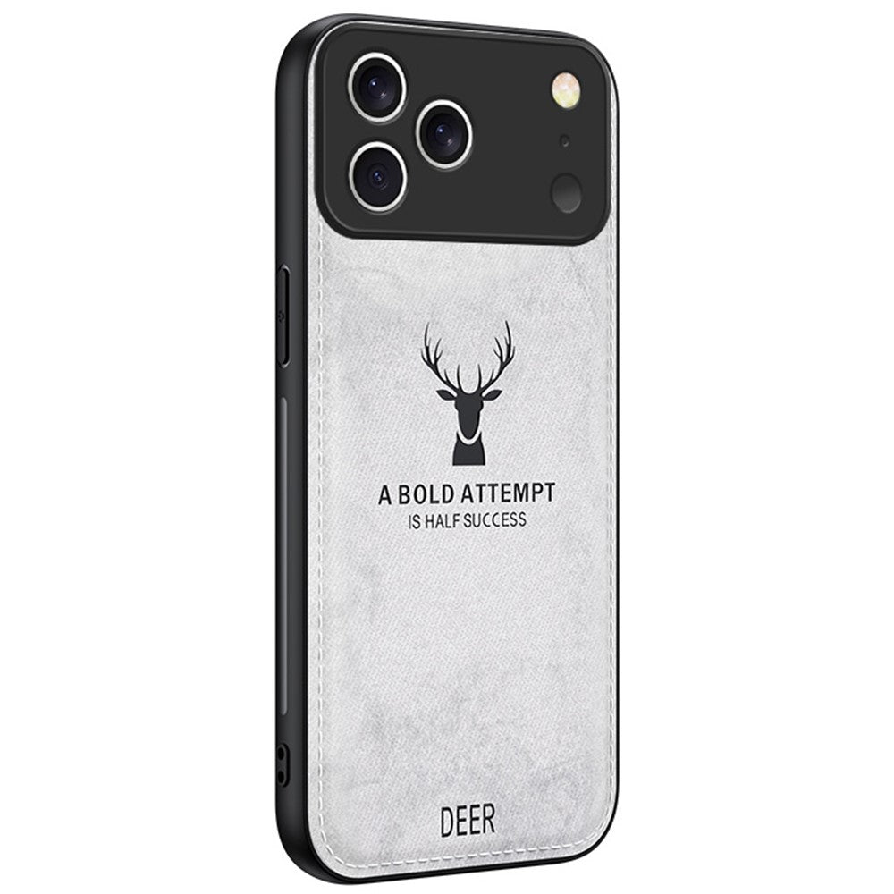 For iPhone 17 Pro Max Case Deer Pattern Cloth Texture PU + PC + TPU Phone Cover