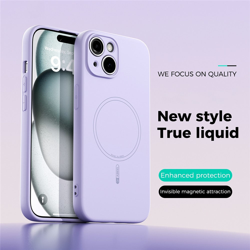 ABEEL For iPhone 15 Case Compatible with MagSafe Skin Touch Liquid Silicone Phone Back Cover