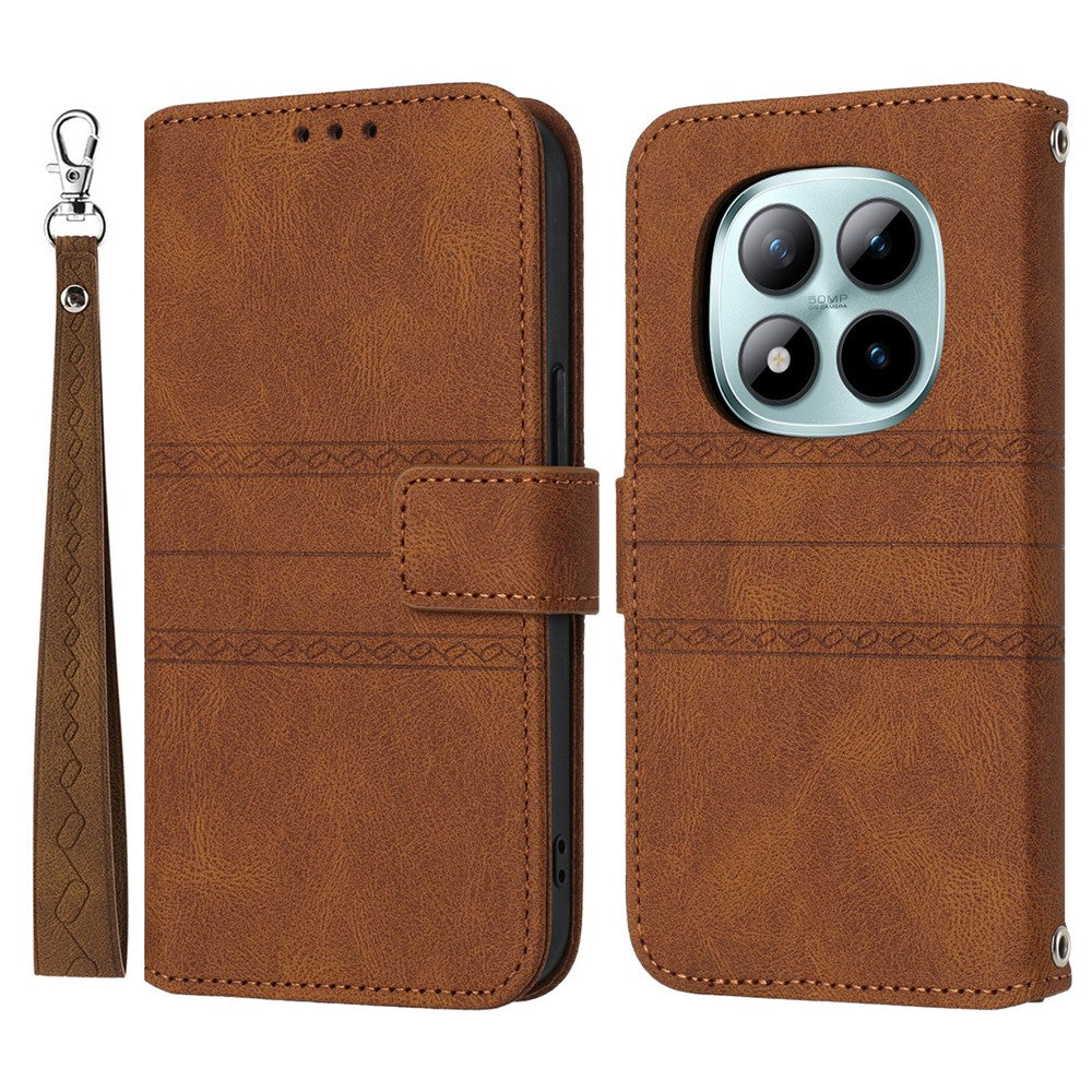 Xiaomi Redmi Note 15 Pro 5G (Global) Plånboksfodral med skin-touch-funktion, läder, tryckt mobilfodral med handledsrem