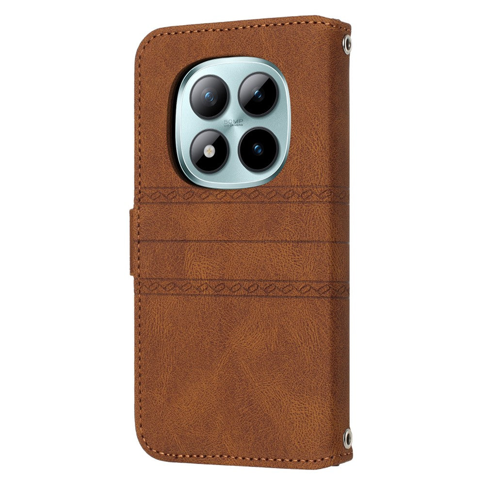 Xiaomi Redmi Note 15 Pro 5G (Global) Plånboksfodral med skin-touch-funktion, läder, tryckt mobilfodral med handledsrem