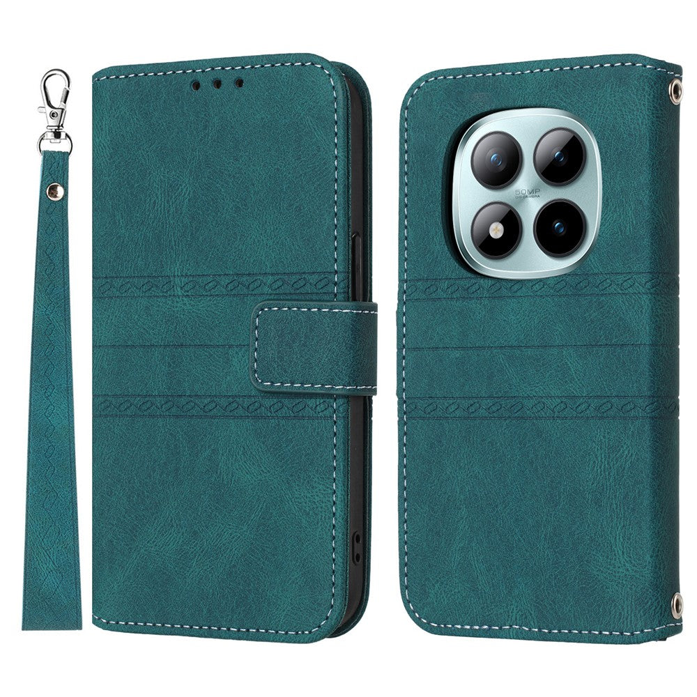 Xiaomi Redmi Note 15 Pro 5G (Global) Plånboksfodral med skin-touch-funktion, läder, tryckt mobilfodral med handledsrem