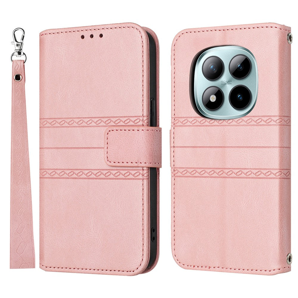 Xiaomi Redmi Note 15 Pro 5G (Global) Plånboksfodral med skin-touch-funktion, läder, tryckt mobilfodral med handledsrem