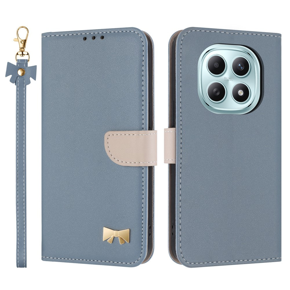 For Xiaomi Poco M8 5G / Redmi Note 15 5G (Global) / 15 4G (Global) Case Bowknot Decor Wallet Leather Phone Cover with Wrist Strap