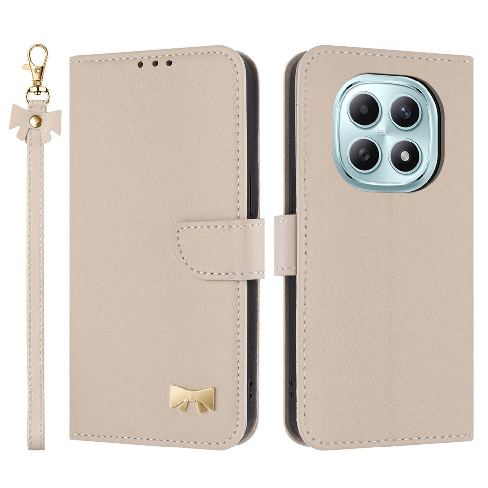 For Xiaomi Poco M8 5G / Redmi Note 15 5G (Global) / 15 4G (Global) Case Bowknot Decor Wallet Leather Phone Cover with Wrist Strap