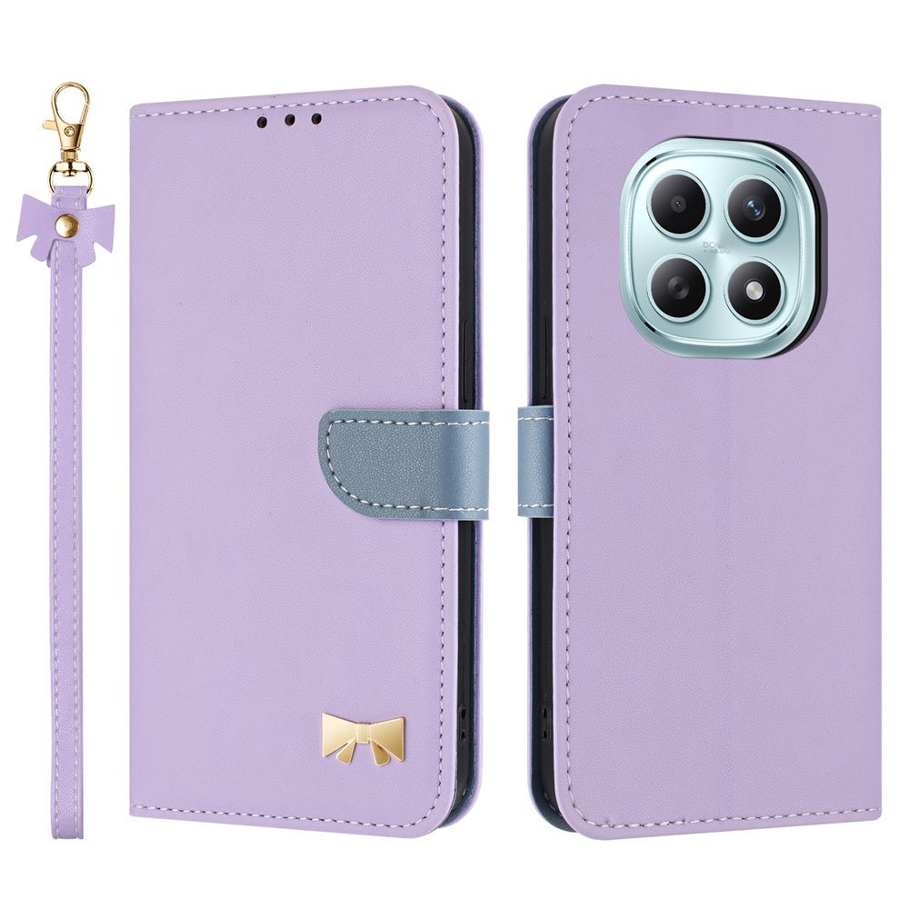 For Xiaomi Poco M8 5G / Redmi Note 15 5G (Global) / 15 4G (Global) Case Bowknot Decor Wallet Leather Phone Cover with Wrist Strap