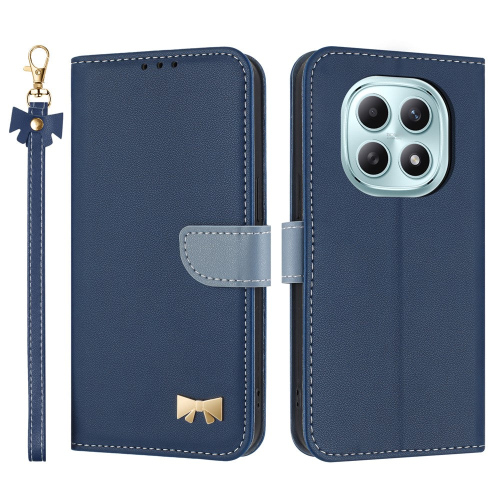 For Xiaomi Poco M8 5G / Redmi Note 15 5G (Global) / 15 4G (Global) Case Bowknot Decor Wallet Leather Phone Cover with Wrist Strap