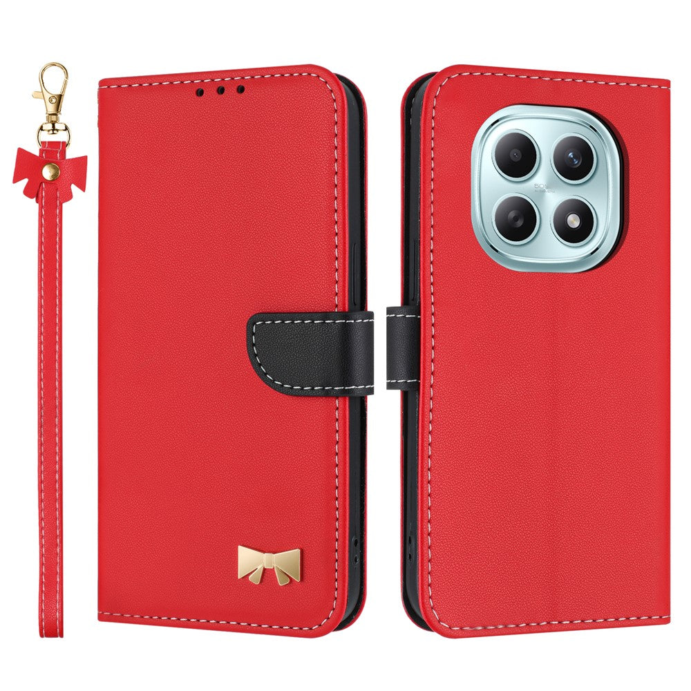 For Xiaomi Poco M8 5G / Redmi Note 15 5G (Global) / 15 4G (Global) Case Bowknot Decor Wallet Leather Phone Cover with Wrist Strap