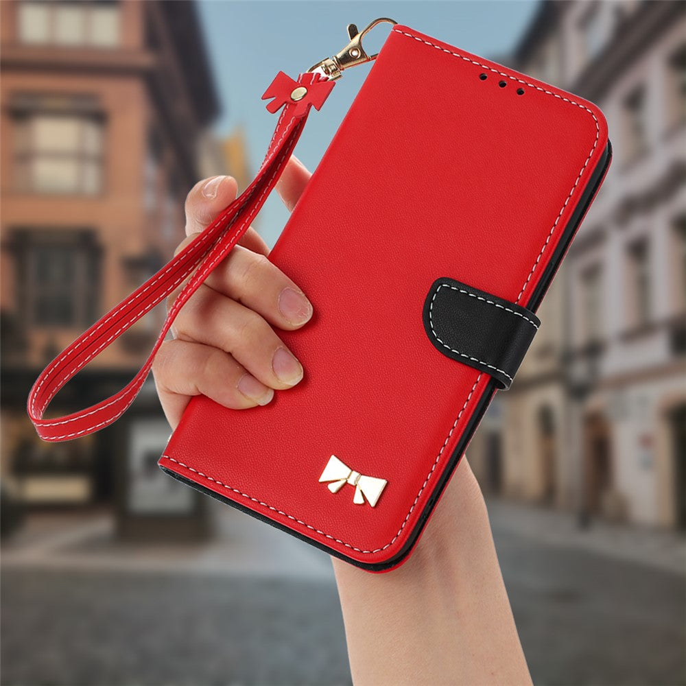 For Xiaomi Poco M8 5G / Redmi Note 15 5G (Global) / 15 4G (Global) Case Bowknot Decor Wallet Leather Phone Cover with Wrist Strap
