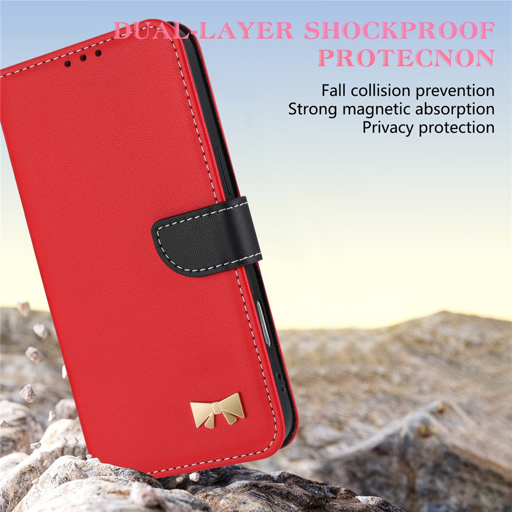 For Xiaomi Poco M8 5G / Redmi Note 15 5G (Global) / 15 4G (Global) Case Bowknot Decor Wallet Leather Phone Cover with Wrist Strap