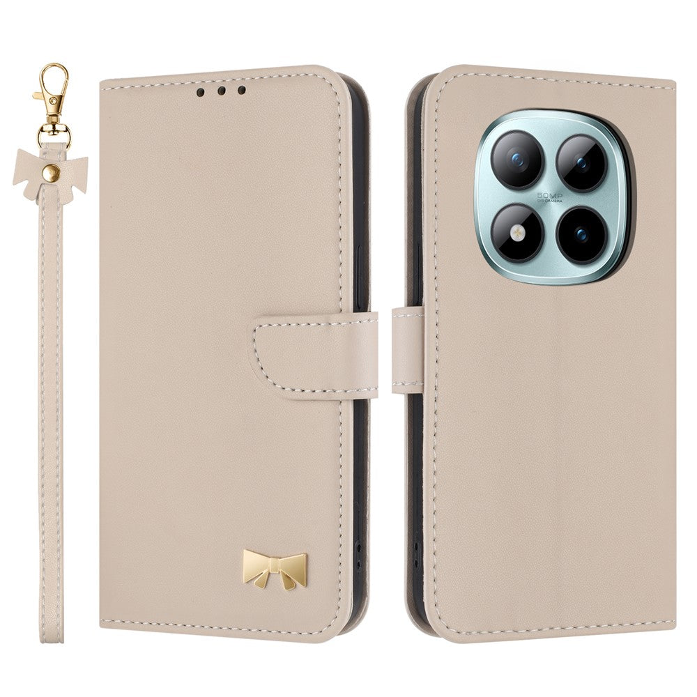 For Xiaomi Redmi Note 15 Pro 5G (Global) Case Bowknot Decor Wallet Leather Phone Cover with Wrist Strap