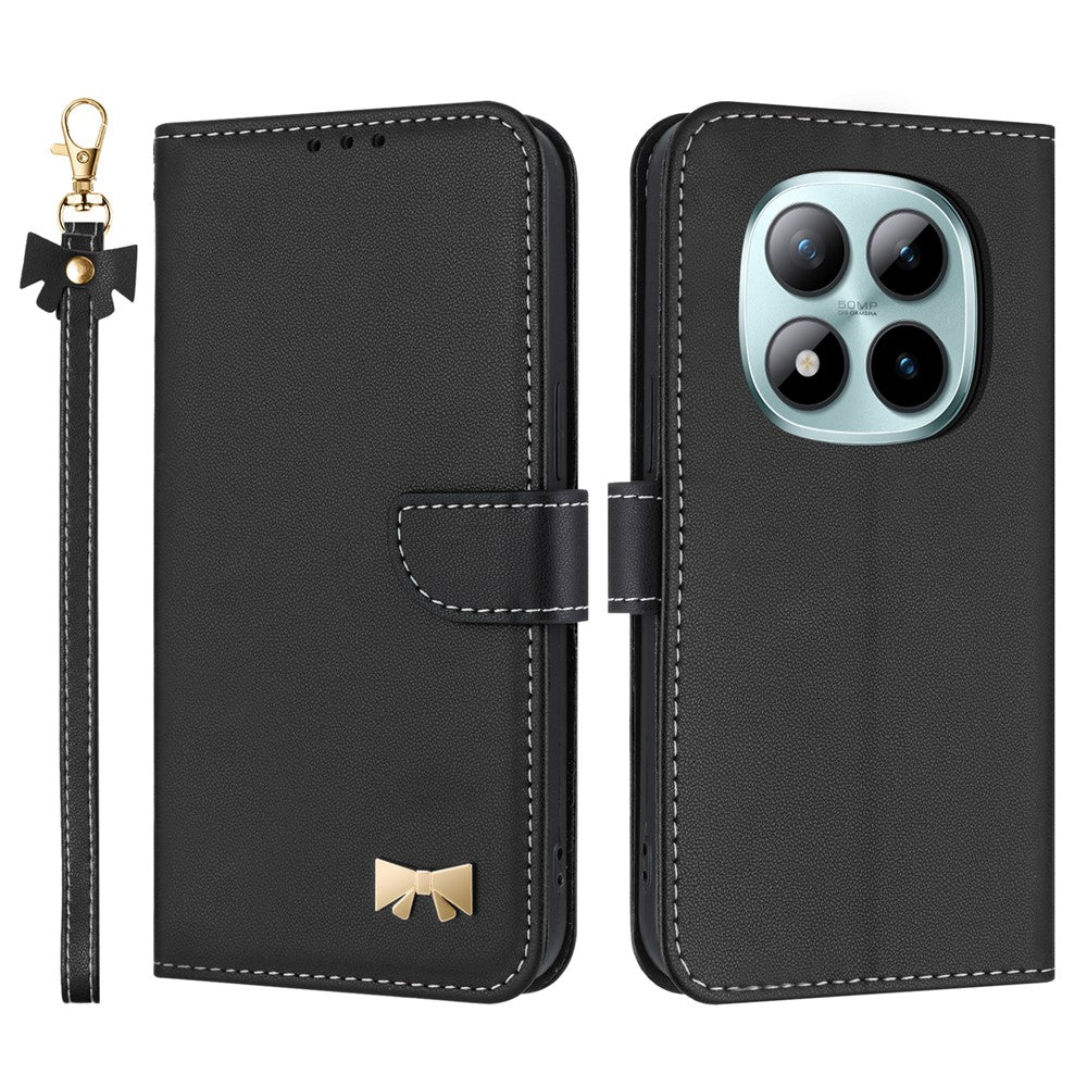 For Xiaomi Redmi Note 15 Pro 5G (Global) Case Bowknot Decor Wallet Leather Phone Cover with Wrist Strap