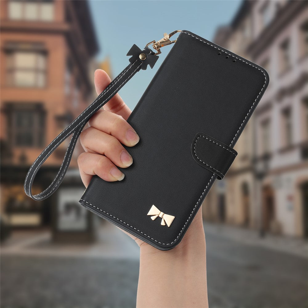 For Xiaomi Poco M8 Pro 5G / Redmi Note 15 Pro+ 5G (Global) Case Bowknot Decor Wallet Leather Phone Cover with Wrist Strap