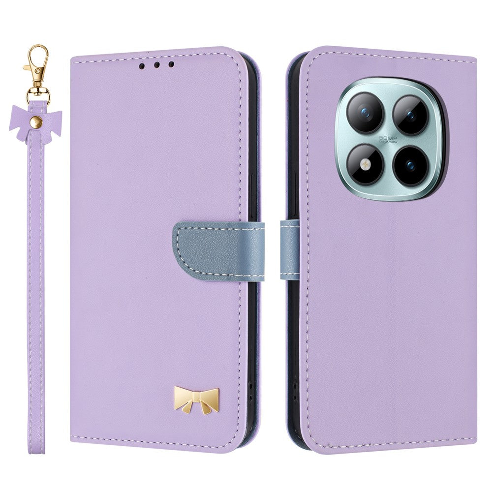 For Xiaomi Poco M8 Pro 5G / Redmi Note 15 Pro+ 5G (Global) Case Bowknot Decor Wallet Leather Phone Cover with Wrist Strap